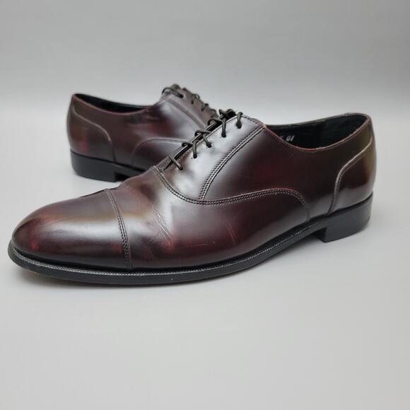 Florsheim Shoes Men's Size 10 D Cap Toe Lace Up Oxford Brown Burgundy Leather - Picture 4 of 15